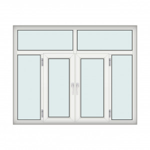 Fereastra 200x157cm, 4 canate, 2 deschideri, cu montant fix, alb, Klass - Img 1