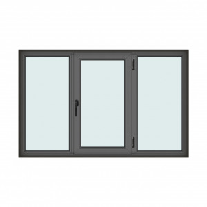 Fereastra 205x130cm, 3 canate, antracit, dreapta si rabatare, Klass, 7cm, 6 camere, 2 garnituri - Img 1