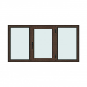 Fereastra 210x110cm, 3 canate, wenge (tabac), dreapta si rabatare, Klass, 7cm, 6 camere, 2 garnituri - Img 1