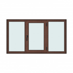 Fereastra 210x120cm, 3 canate, maro, nuc, dreapta si rabatare, Klass, 7cm, 6 camere, 2 garnituri - Img 1