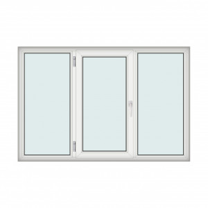 Fereastra 210x140cm, 3 canate, alb, stanga si rabatare, Klass, 7cm, 6 camere, 2 garnituri - Img 1