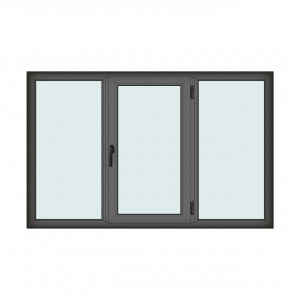 Fereastra 220x140cm, 3 canate, antracit, dreapta si rabatare, Klass, 7cm, 6 camere, 2 garnituri