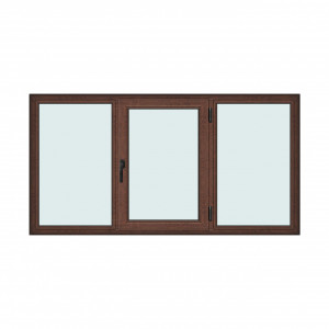 Fereastra 230x120cm, 3 canate, maro, nuc, dreapta si rabatare, Klass, 7cm, 6 camere, 2 garnituri - Img 1
