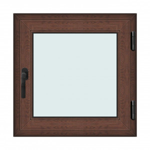 Fereastra 80x80cm, 1 canat, maro, nuc, dreapta si rabatare, Klass, 7cm, 6 camere, 2 garnituri - Img 1