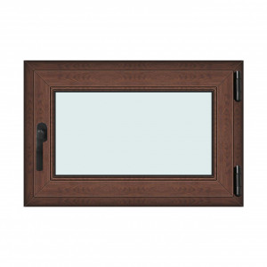 Fereastra 90x60cm, 1 canat, maro, nuc, dreapta si rabatare, Klass, 7cm, 6 camere, 2 garnituri