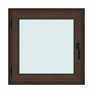 Fereastra 90x90cm, 1 canat, wenge (tabac), stanga si rabatare, Klass, 7cm, 6 camere, 2 garnituri