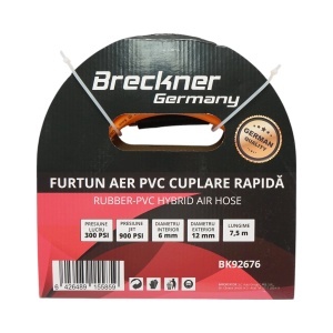 Furtun aer compresor profesional 7.5m din PVC si cuplare rapida universala Breckner Germany, BRECKNER GERMANY, BK92676
