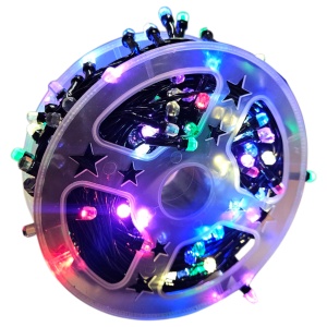 Instalație Luminoasă pe Rola – 30 m, 180 LED Multicolor, Model „Diamant”, Cablu Negru