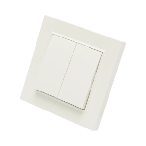 Intrerupator dublu cap scara alb incastrat 220V, 10AX, ABS 80x80mm, DISRP26