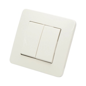 Intrerupator dublu cap scara alb incastrat 220V, 10AX, PC 80x80mm, DISRP48