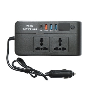 Invertor tensiune 12V-220V 200W, unda sinusoidala modificata, port USB, USB-C, iesire dubla AC, Cod: BK79820