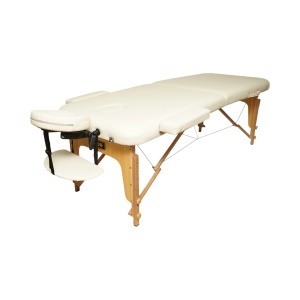 Masa de masaj pliabila portabila 2 zone, cadru lemn, spuma 5cm, inaltime 55-76cm, piele ecologica crem 60x213cm THOR, THOR, 40TH432 - Img 2