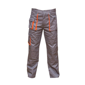 Pantaloni de lucru poliester cu bumbac 235g/m2, gri cu portocaliu marimea 50, Cod: BK77147, Brand: BRECKNER GERMANY - Img 1