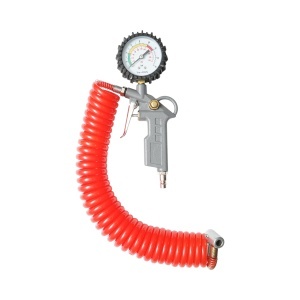 Pistol umflat roti cu furtun spiralat 5m si manometru mecanic 0-16 bar, DISRK63