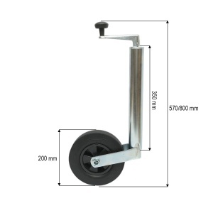 Roata de sprijin remorca 200x50mm, diametru tub 48mm, reglabila 570-800mm, sarcina maxima 136kg Breckner Germany, BK93159 - Img 3