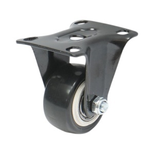 Roata fixa 42x21mm fara frana, PVC negru, placa otel 60x43mm 30kg, DISVG04