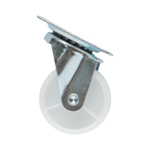 Roata pivotanta 50x22mm cu frana, polipropilena alba, placa otel 58x47mm 30kg, DISVF98 - Img 7