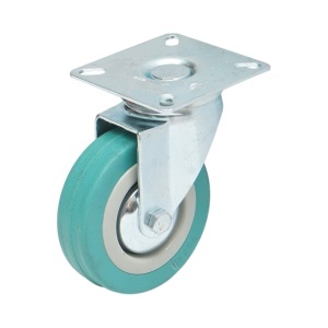 Roata pivotanta 75x21mm fara frana, cauciuc plin albastru, placa otel 65x65mm 45kg, DISVF72