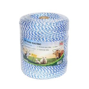 Rola fir alb-albastru 3mm insertie metalica 3x0.2mm SS, rezistenta 7.8 Ohm/m, 1000m gard electric, Cod: M87Z656, Brand: MEZOFARM - Img 1