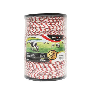 Rola fir alb-rosu fi 4mm 6x0.2mm SS, 0.9Ohm/m, 500m gard electric, Cod: BK87579, Brand: BRECKNER GERMANY - Img 1