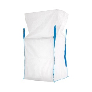 Sac big bag 95x95x110cm alb, capacitate 1250kg, tip U-Panel nelaminat, fund plan, top fusta 85cm, DISUX03