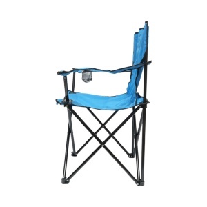 Scaun camping pliabil albastru cu suport pahar, husa transport, structura metalica 50x80x80cm, BK99241 - Img 2