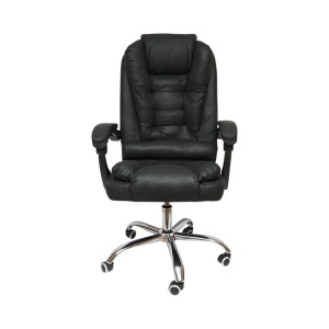 Scaun de birou ergonomic directorial cu suport lombar, piele ecologica neagra, rotativ, spatar si inaltime reglabile, BRECKNER GERMANY, BK99243 - Img 2