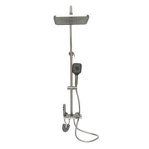 Set dus multifunctional cu termostat, afisaj digital temperatura apa, 4 functii de curgere a apei, pipa cada, dus dreptunghiular, dus de mana, dus bideu, gri, Cod: BK79261 - Img 3