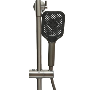 Set dus multifunctional cu termostat, afisaj digital temperatura apa, 4 functii de curgere a apei, pipa cada, dus dreptunghiular, dus de mana, dus bideu, gri , Cod: BK79264 - Img 5