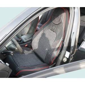 Set huse scaune auto Premium Negru-Rosu universale, design sport ergonomic, piele ecologica cu insertii textile, fata + spate 11 piese, DISVG58 - Img 3