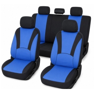 Set huse scaune auto universale albastru-negru, material textil 8 piese, DISVF53
