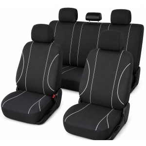 Set huse scaune auto universale negru-alb, material textil 8 piese, DISVF54