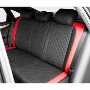 Set huse scaune auto universale Negru-Rosu Diamond, piele ecologica matlasata, fata + spate 9 piese, DISVG54 - Img 5