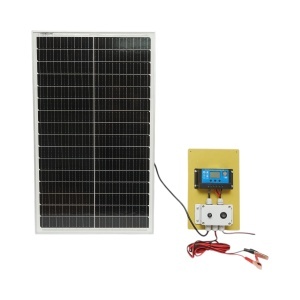 Set panou solar 50W fotovoltaic monocristalin 670x400x25mm cu regulator 10A 12/24V, 2xUSB, cablu baterie 2m Breckner Germany, BK87098