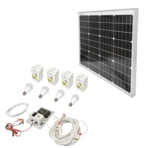 Set panou solar 50W fotovoltaic monocristalin 670x540x30mm 12-24V priza bricheta cu 4 becuri 9W Breckner Germany, BRECKNER GERMANY, BK87420 - Img 2