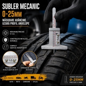 Subler mecanic masurare adancime uzura profil anvelope 0-25mm, DISVG94 - Img 3