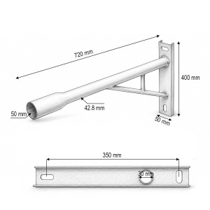 Suport brat orizontal montaj lampa iluminat stradal Ø50x400x720mm, DISSU56 - Img 3