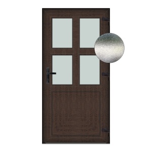 Usa Aruba, PVC & termopan, 70x200cm, tabac (wenge), dreapta, Klass, 7cm, 6 camere, sticla mata nisip alb