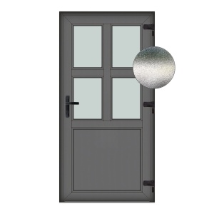 Usa Aruba, PVC & termopan, 80x200cm, antracit, dreapta, Klass, 7cm, 6 camere, sticla mata nisip alb