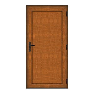 Usa Full Panel, PVC & termopan, 80x200cm, maro, stejar auriu, dreapta, Klass, 6cm, 4 camere, panel maro, stejar auriu