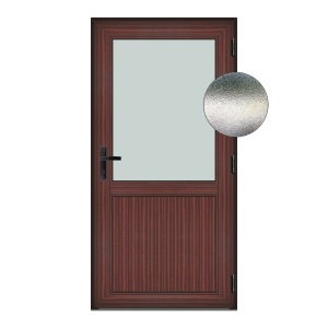 Usa Hamburg, PVC & termopan, 100x180cm, mahon, dreapta, Klass, 6cm, 4 camere, sticla mata nisip alb