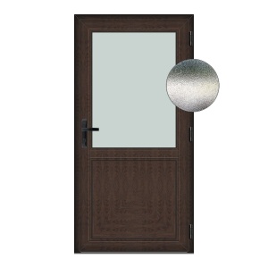 Usa Hamburg, PVC & termopan, 80x190cm, wenge (tabac), dreapta, Klass, 6cm, 4 camere, sticla mata nisip alb