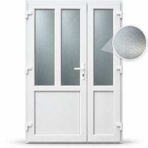 Usa T-Model Dubla, PVC & termopan, 140x210cm, alba, stanga, Klass, 7cm, 6 camere, sticla mata nisip alb