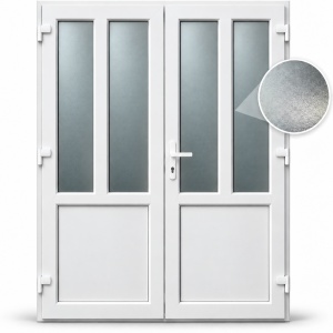 Usa T-Model Dubla, PVC & termopan, 200x200cm, alba, dreapta, Klass, 7cm, 6 camere, sticla mata nisip alb
