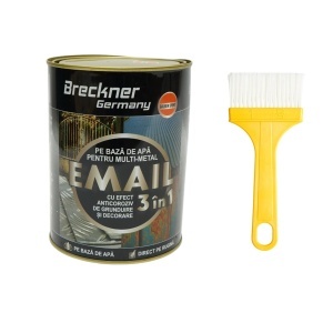 Vopsea email anticoroziva 3 in 1 pentru metal, direct pe rugina, pe baza de apa, galben sport 2000g Breckner Germany, BK00219