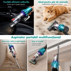Aspirator vertical fara fir 300W, putere aspirare 35 kPa, baterie 2000mAh, recipient praf 800ml, 3 moduri de aspirare, ecran tactil LED, motor brushless, perie iluminata LED, BK00492 - Img 19