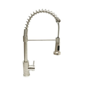 Baterie chiuveta bucatarie cu dus extractibil, arc flexibil, perlator 2 functii, inox satinat, aliaj zinc, furtunuri incluse, DISVM39 - Img 7