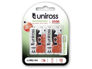 Baterie UNIROSS AA/ceruza 1.2 V 2500 mAh (4 buc)