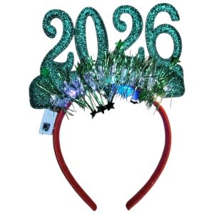 Bentiță An Nou 2026 cu Lumină LED Multicoloră – 22 cm, model festiv - verde