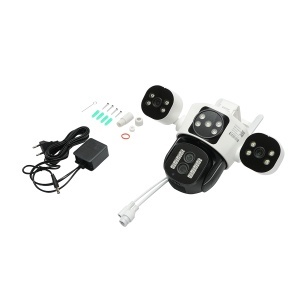 Camera de supraveghere 4 lentile, 3 obiective 16 MP, WIFI 2.4GHz, rotire 360 grade PTZ cu senzor de miscare, zoom 10X, alarma, IR night vision, detectie umana si aplicatie IPC360 Home, BRECKNER GERMANY, BK79712 - Img 2